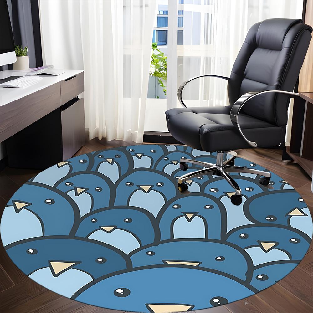 1pc Penguin Pattern Office Round Area Rug, Indoor Mat Suitable ForOffice, Under Office Chairs Bedroom Living Room Home Decor, Room Deco, n64
