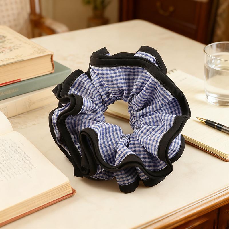 Ветряная многослойная клетчатая резинка для волос - Корейский стиль Ретро Тканевый аксессуар для волос 2025.