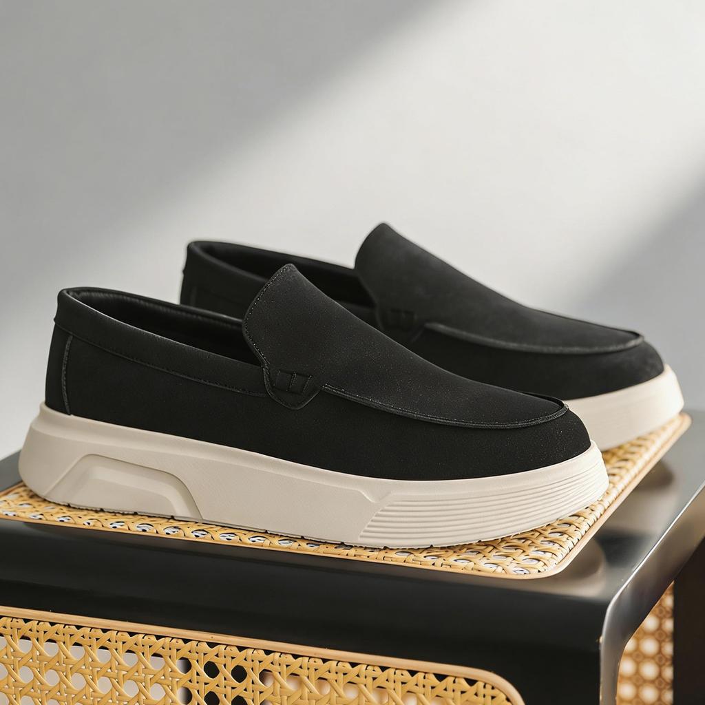 Simple Designer Business Commute Men Slip On Loafers Comfortable Shoes Fashion Sneakers Daily Preppy Casual Suede Leather Shoes