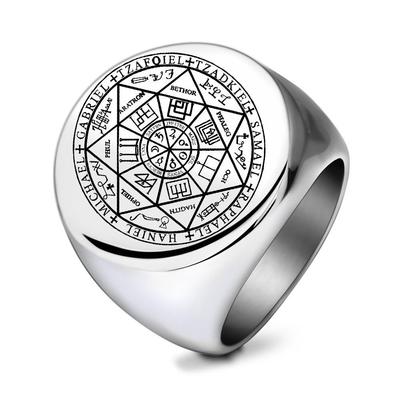 Mysterious 22MM Seven-Pointed Star Stainless Steel Rune Ring