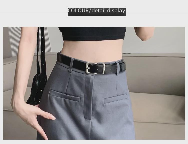 2023 Spring Women's High-Waist A-line Split Midi Skirt - Slimming, Long, Casual Bodycon Skirt