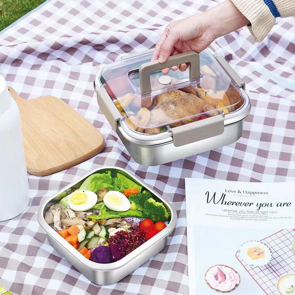 Portable Crisper Box Lunch Bento Box Stainless Steel Fresh-Keeping Case Large Capacity Food Container For Picnic Camping