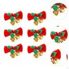 6 Pieces Christmas Bow with Bells Garland Ornament Gift Holiday Decorative Bows for