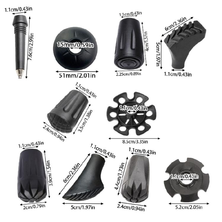 12er-Pack Wanderstockschützer Kappen Spitze Wanderstockspitzen Körbe Gehstockspitzen Schützer Wanderstock Zubehör