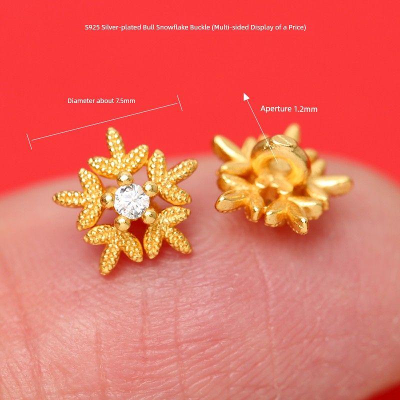 

Мини Пуговица Османтус Серебро 925 пробы Позолоченная Клевер Маленькая Цветочная Пряжка Веревка Плетеная Веревка Пуговица Аксессуар Аксессуары ручной работы 07# silver diamond snowflake buckle