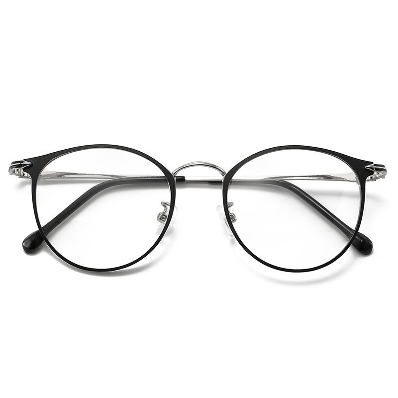 Arrow Flat Light Glasses Frame Men'S And Women'S Trend Retro Metal Eyebrow Frame Color-Changing Anti-Blue Light Glasses