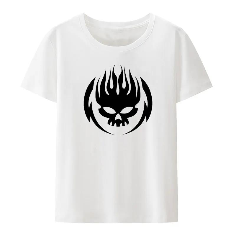 Flame Skull Head Punk Print TShirt Women And Unisex The Offspring Band Hiphop Streetwear Fashion Cool Camisetas Plus Size Tops