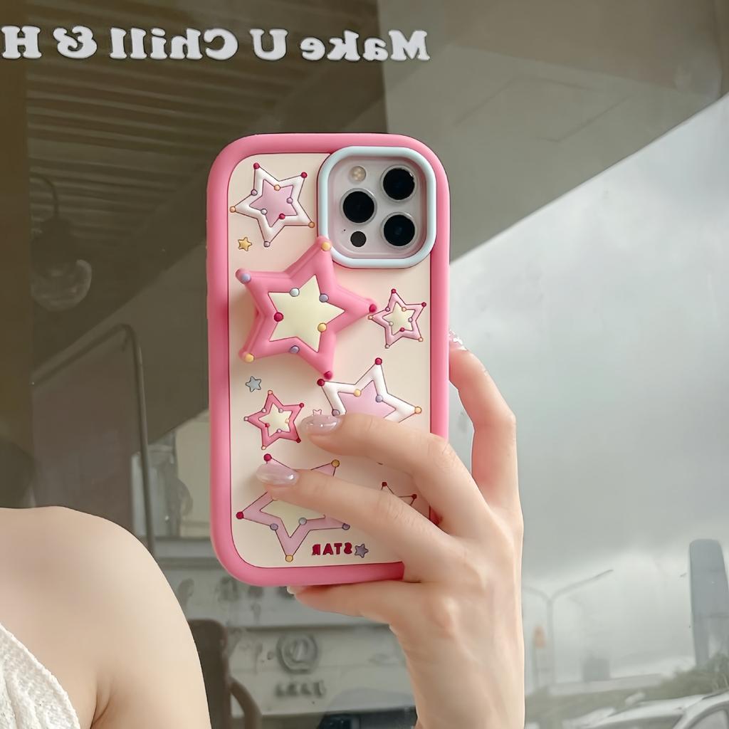 Ins Mädchenherz Rosa Stern für iPhone14ProMax Handyhülle Apple 12/11 Silikon 13 dreidimensional