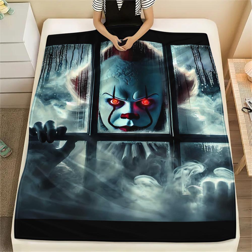1Pc Horror Killer Print Flannel Blanket, High quality Comfortable for All Seasons, Home Decor, Warmth and Comfort, Perfect for Christmas Gifts