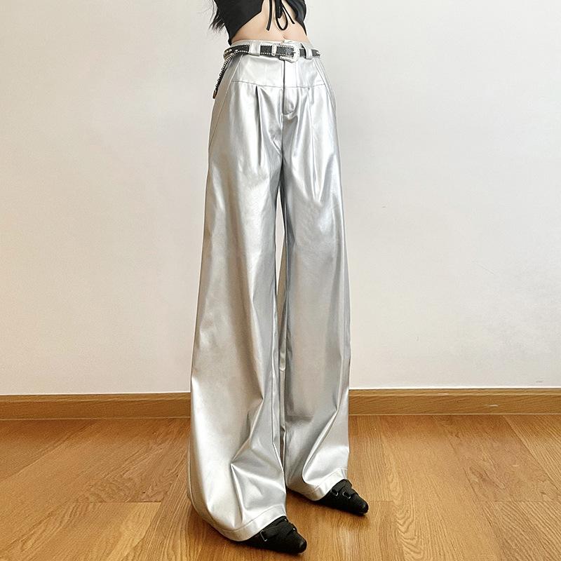 Sommer Neue Damen Einfarbig Locker Street Fashion Hohe Taille Lässig Gerade Weitbein Hose
