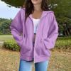 Women's Fashion Casual Long Sleeve Solid Color Hooded Sweatshirt Tops