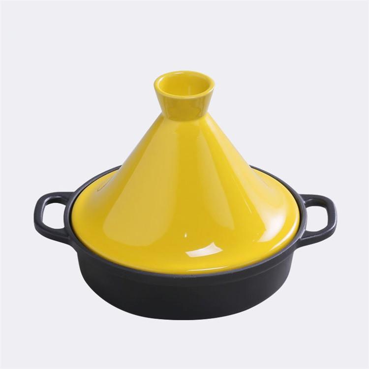 

Cast Iron Enamel Pot Moroccan Tajine Saucepan Saup Rice Cookware 26cm Suitable for Induction Cooker Electric Stove жовтий