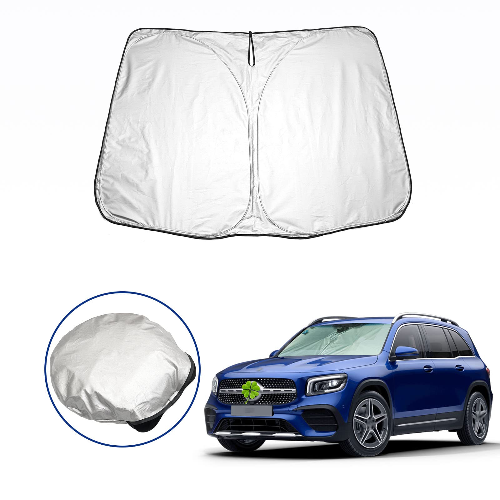 

RUIYA Car Sunshade for Compact Sun Windshield Sunshade UV Windshield Sunshade Interior Storage Bag Included Mercedes-Benz GLB-Class X247, Storage,