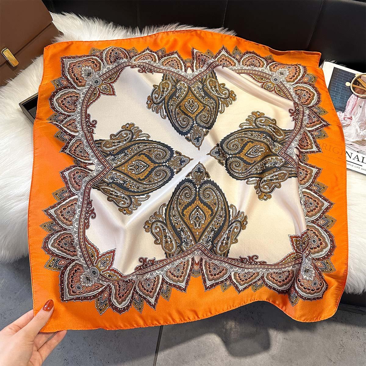 

Luxury 70Cm Square Paisley Printed Women Scarf Silk Satin Scarves Shawl Designer Headband Hijab Bandana Wrap Bufanda 70x70cm