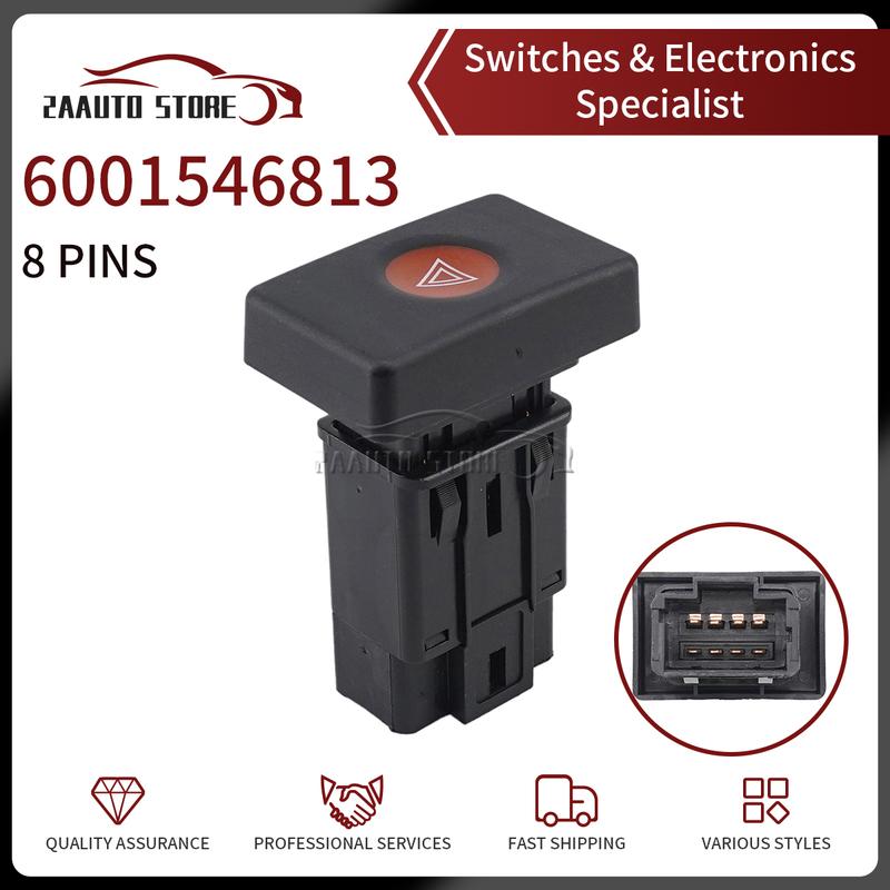 

6001546813 For Dacia Logan 2008- Emergency Hazard Warning Light Flash Switch Button Knob 8 p Car Accessories