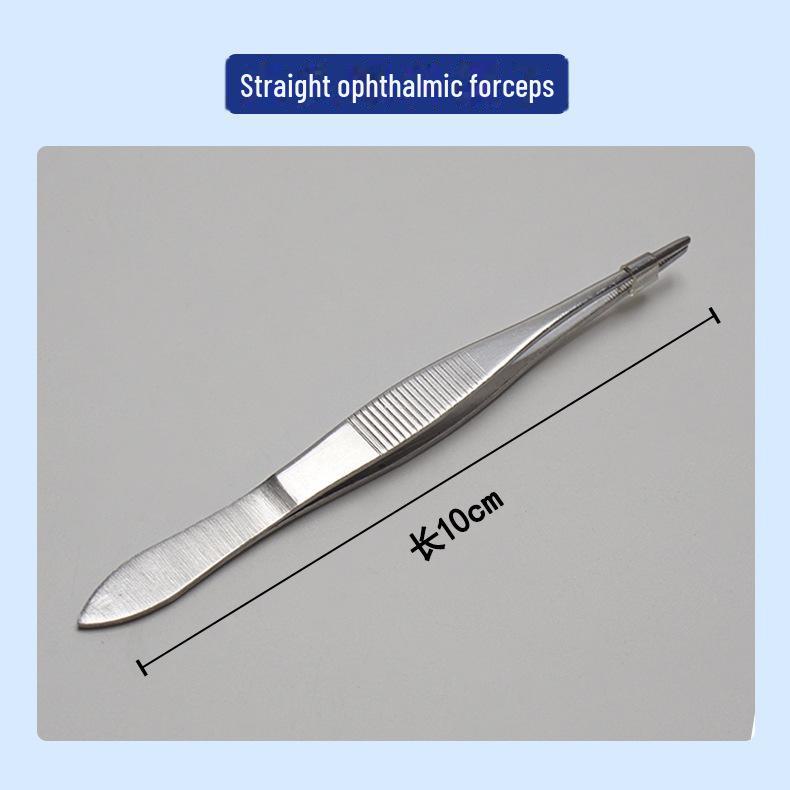 Утолщенный офтальмологический пинцет из нержавеющей стали - 10 см, прямой, изогнутый, зубчатый, заостренный, для экспериментов по биологии в старших классах.