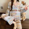 Roter gepunkteter Pyjama Damen High-End Frühling und Herbst Cartoon Muschel bestickter Rand Langarm Loungewear Set