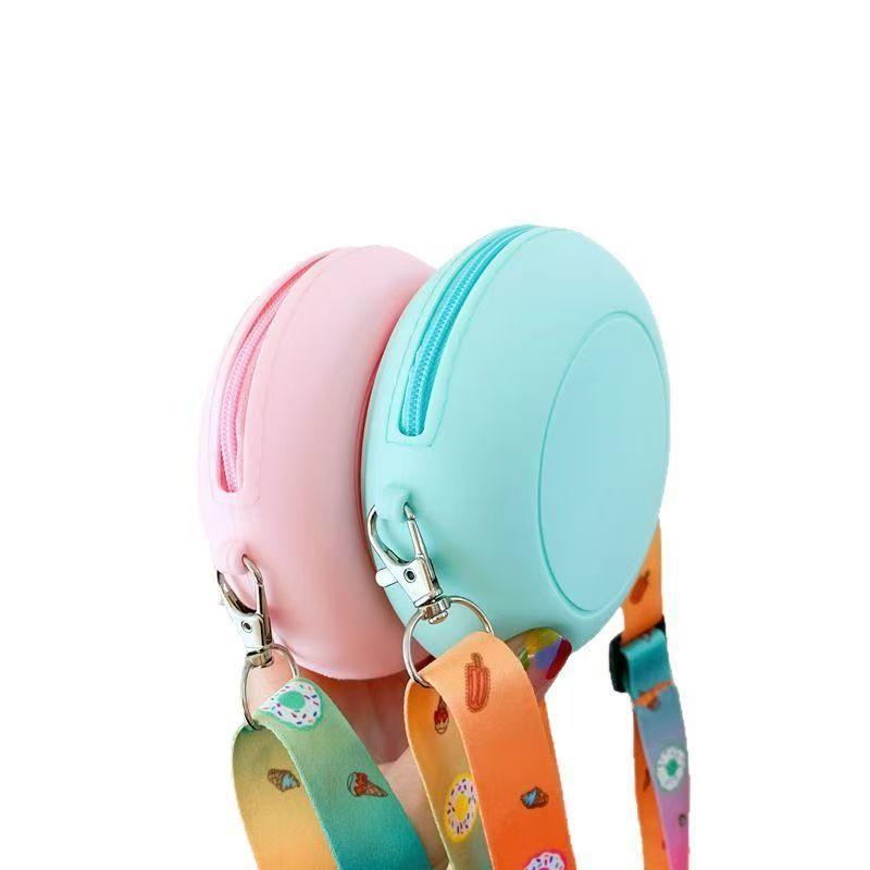 Donut Pattern Silicone Crossbody Pouch Soft Lightweight Kids Shoulder Bag for Storing Coins Keys Outdoor Play Use