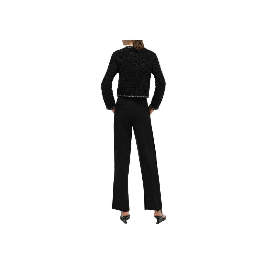 Karl Lagerfeld French Elegant Daily Commuting Dating Outfit Light Luxury Solid Color Low Round Neck Long Sleeve Coat Sweater Women Outerwear 241L2042