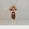 Handmade creative steampunk robot wooden finished necklace DIY keychain trendy play pendant clothing chain pendant