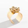 Exaggerate Punk Gold Silver Color Rose Flower Cuff Bangles For Women Vintage New Bracelet Boho Fashion Wide Bangle Jewelry