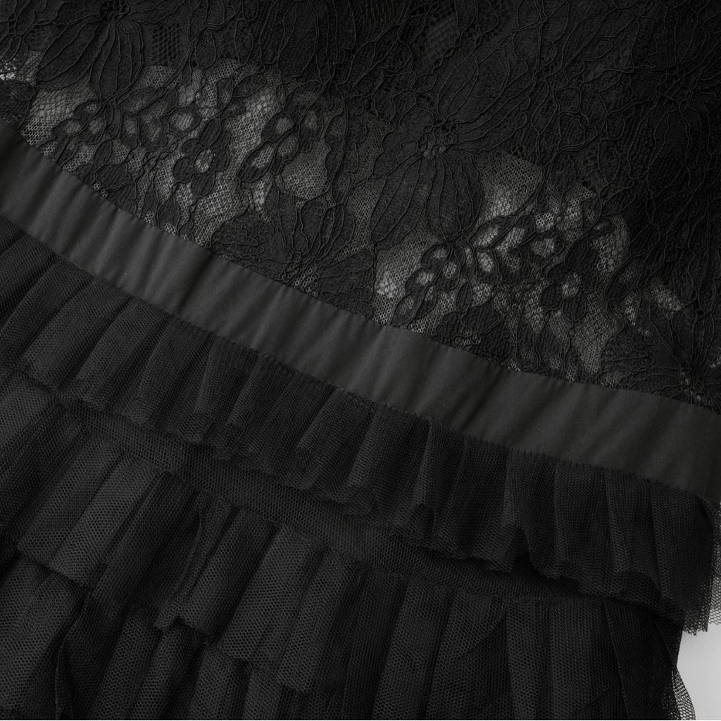 Hollow Lace Dress Outfit Dress, Solid Color Temperament Elegant Banquet Dress, Long-sleeved A-shaped Gown