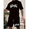 Fashionable Men's Set with Casual Round Neck T-shirt and Pocket Shorts