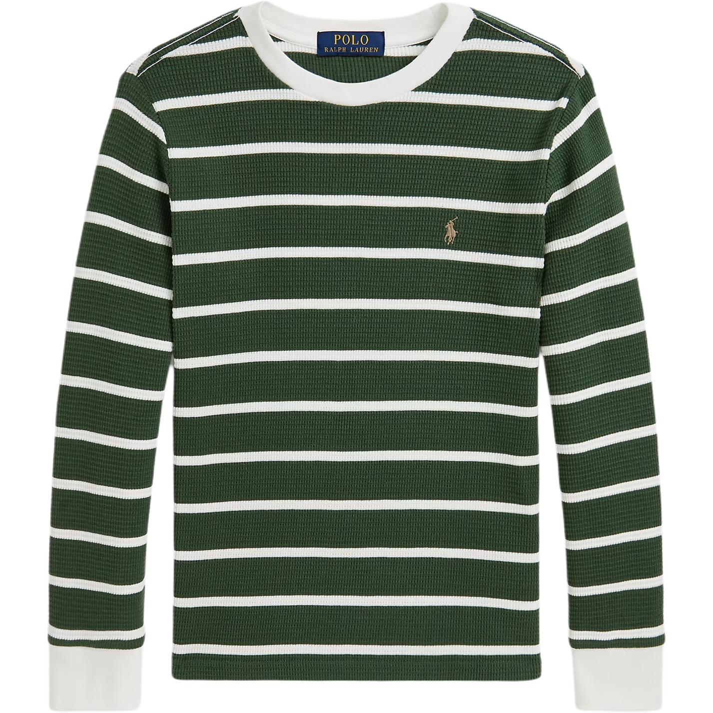Polo Ralph Lauren Полосатая вафельная хлопковая футболка с длинным рукавом Детские топы 323920630-011 M