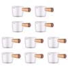 ABWR-10PCS Transparent Glass Creamer With Wooden Handle, Mini Coffee Milk Creamer Pitcher. 50Ml