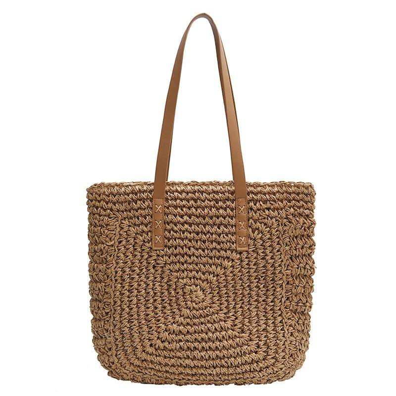 

Paper rope straw bag hand-woven bag women s large capacity shoulder tote bag seaside vacation beach bag welt zipper хаки