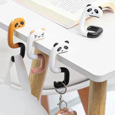 Portable Bag Hook Cute Animal Plastic Table Hook Purse Handbag Travel Bag Organizer Holder Office Decor Plastic Desk Side Hooks