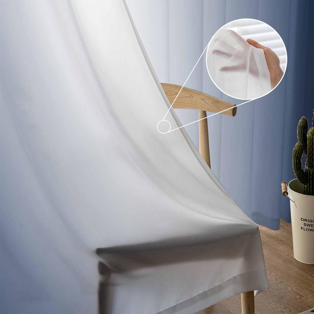 Dunkelblaue und weiße Farbverlauf-Minimalistische Fenster-Tüllvorhänge für Wohnzimmer, Schlafzimmer, Hotel, Luxus-Dekoration, transparente Vorhänge