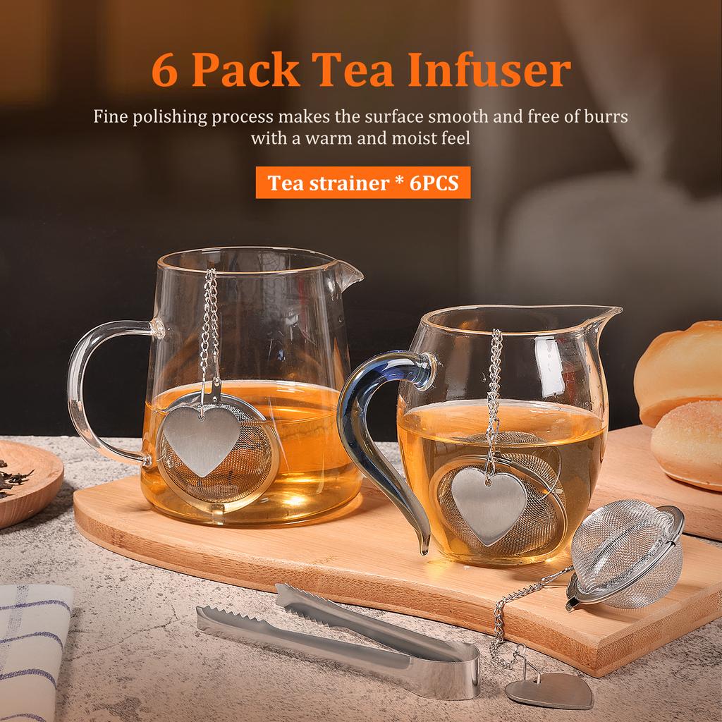6/8 Packs Tea Infusers for Loose Leaf Tea Stainless Steel Tea Steeper Ball with Clip Rustproof Extra Fine Mesh Tea Strainers