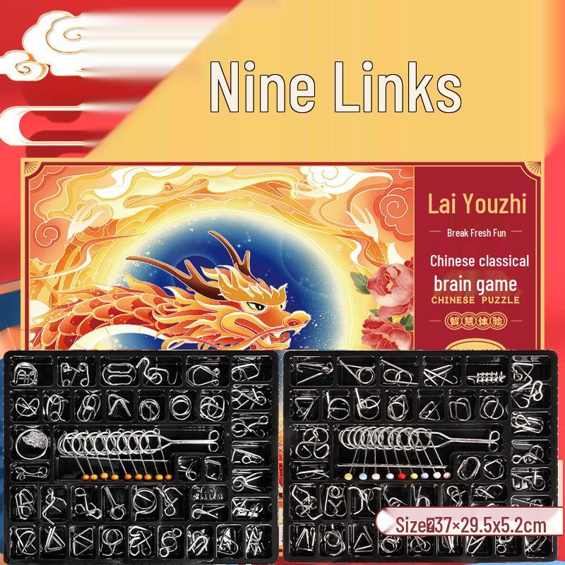24-Piece Interlocking Rings and Luban Kongming Lock Set - Children's Educational Disentanglement Toys