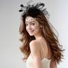 Black Fascinators Hat  Pillbox Hat Wedding Lace Gloves  Women