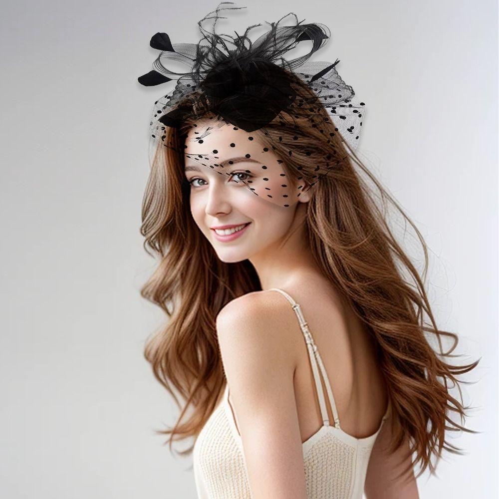 Black Fascinators Hat  Pillbox Hat Wedding Lace Gloves  Women