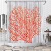 Nautical Shower Curtain Coastal Coral Bathroom Decoration Polyester Fabric Shower Curtain Orange and Grey 180x180cm
