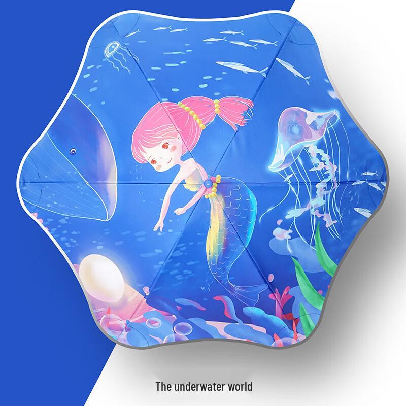 Xurqig Kids 6-Rib Straight Handle UV Protection Umbrella