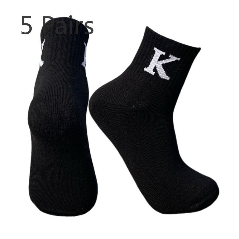 5 Pairs of Sports Socks Men's Models Professional Running Autumn and Winter Thickening Sweat Anti-odour Socks Cotton Basketball Letters Short Socks