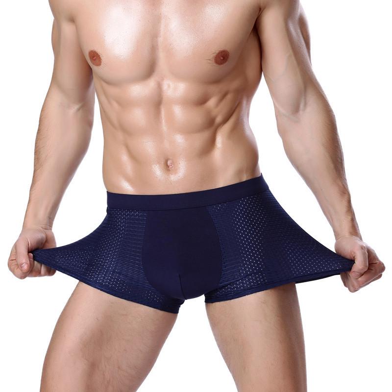 Mesh Ice Silk Men's Plus Size Breathable Mid-Rise Boxer Briefs