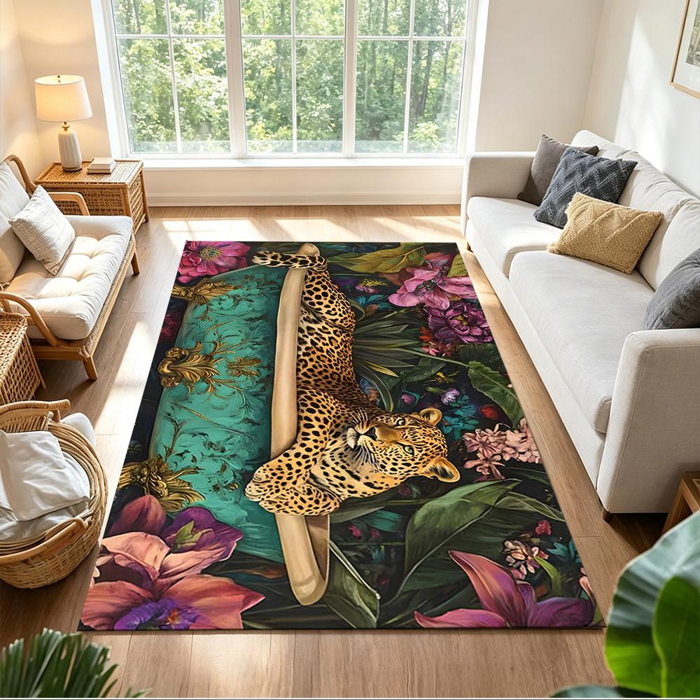 Leopard Emerging From Water Non-Slip Home Carpet Design for Office Decor Living Room Bedroom Gift