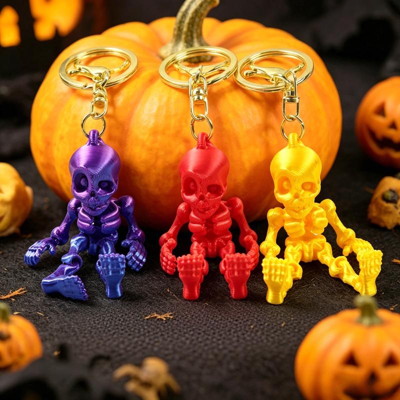 3D Printing 3D Printed Keychain Articulated Joints Pla Material Articulated Skeleton Key Ring Flexible Movement Eco Friendly