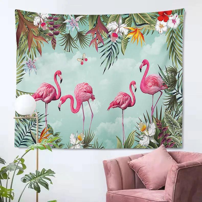 Pink Flamingo Tapestry Wall Background Cloth Sofa Decoration Wild Animals Hanging Tapestry for Bedroom Home Living Room Decor