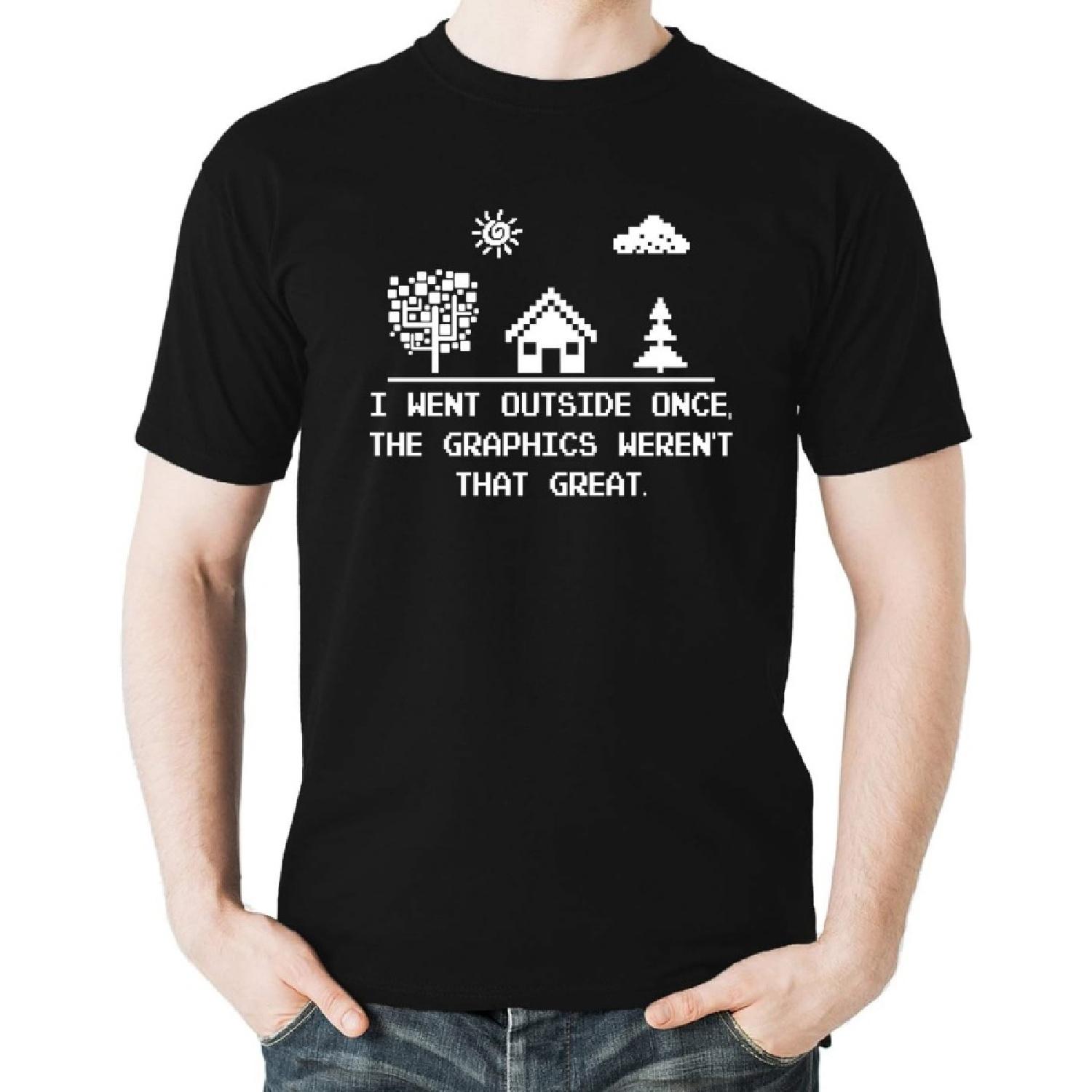 

Witty Fashions I Went Outside Once, The Graphics Weren t That Great - Funny Geeks Video Games Men s T-Shirt (Black, Large) XXXXXL різнокольоровий