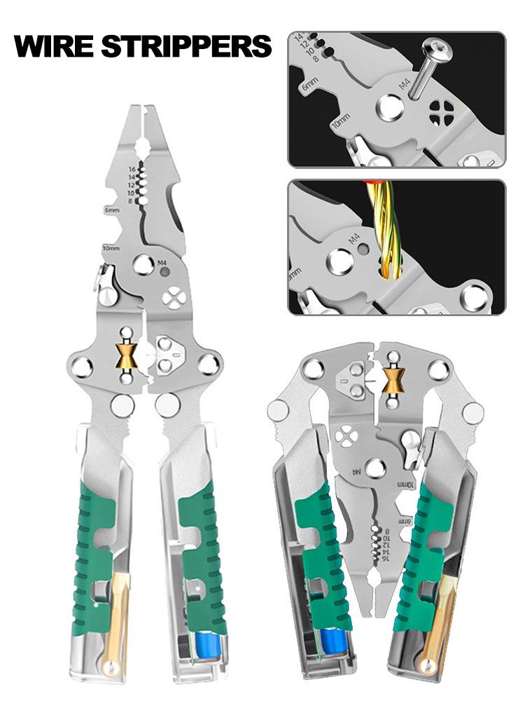 Foldalbe Wire Stripping Pliers Voltage Testing Cable Cutting Crimping Pliers Multifunctional Wire Stripper Electrician Pliers