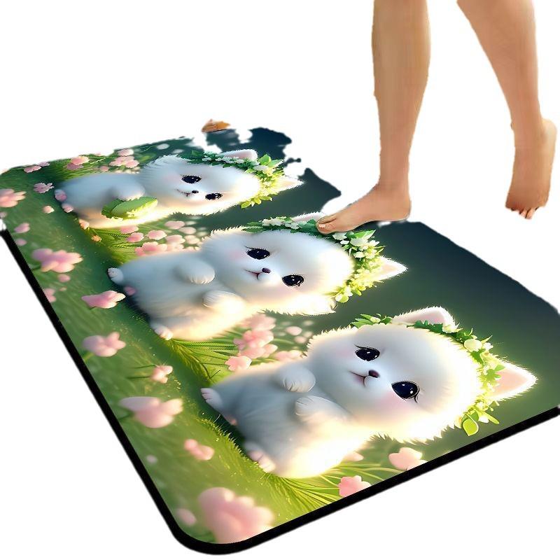 Cute Dog Quick-Dry Non-Slip Diatomaceous Earth Bath Mat