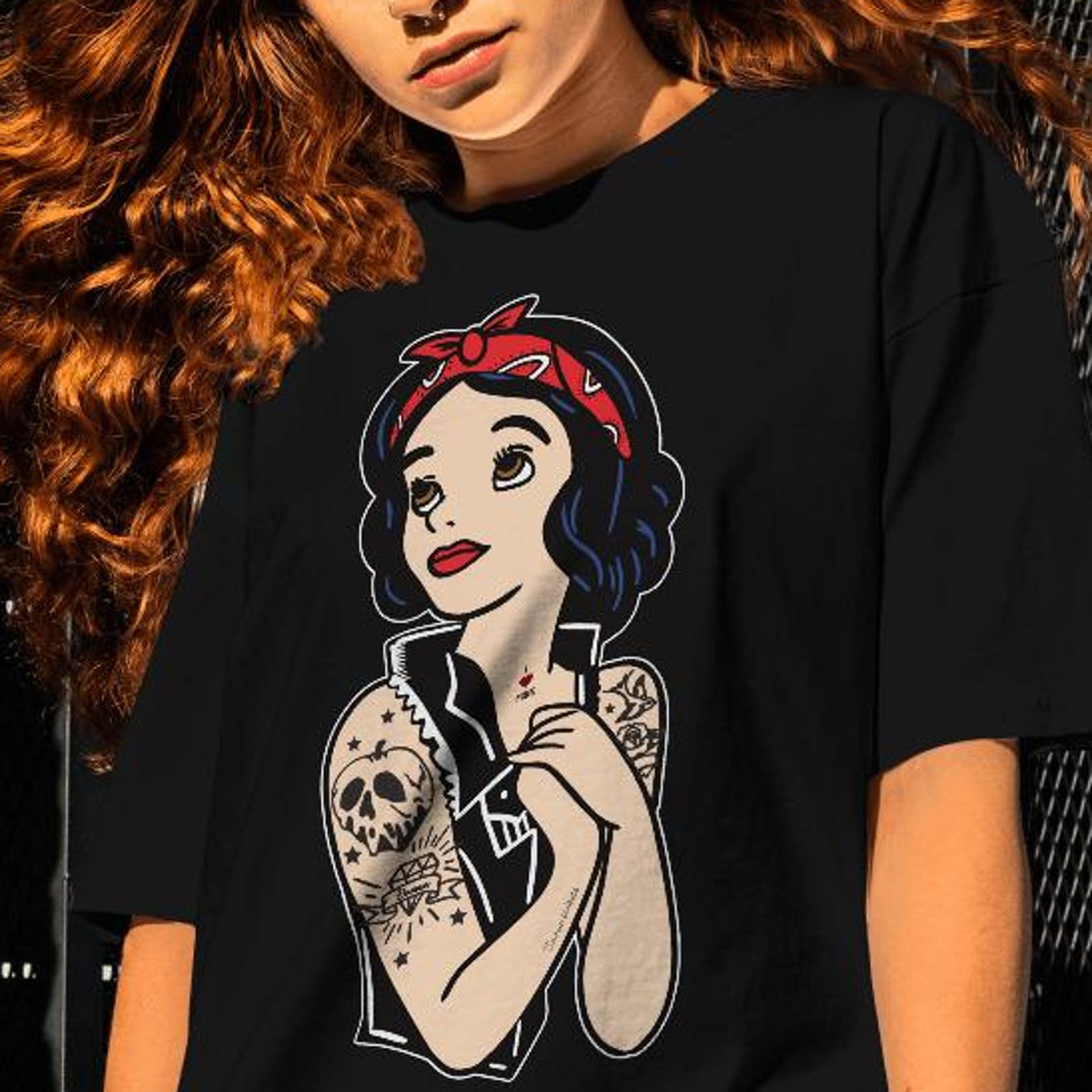 Punk Snow White Shirt, Gothic Princess Tee S