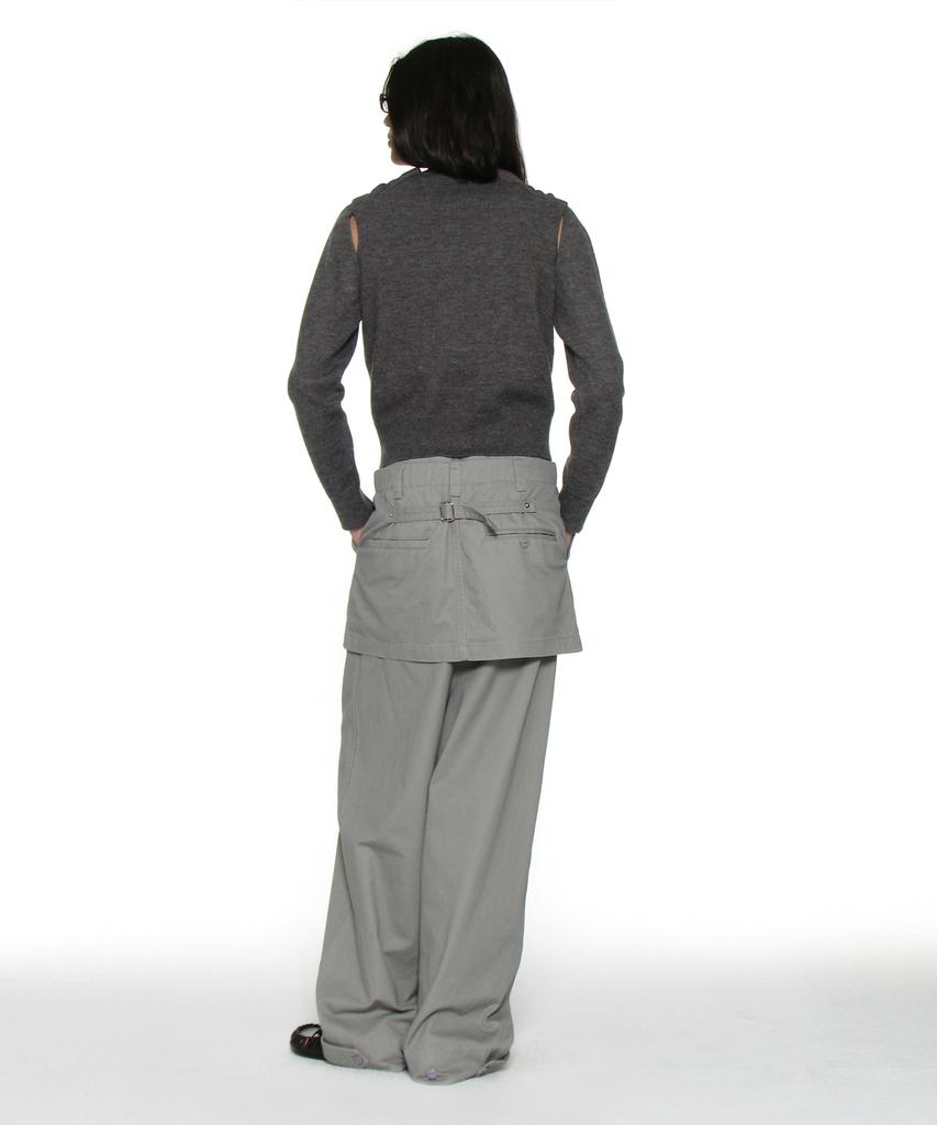 PARTIMENTO WOMEN Layered Sleeve Knit Crew Neck_Charcoal Melange