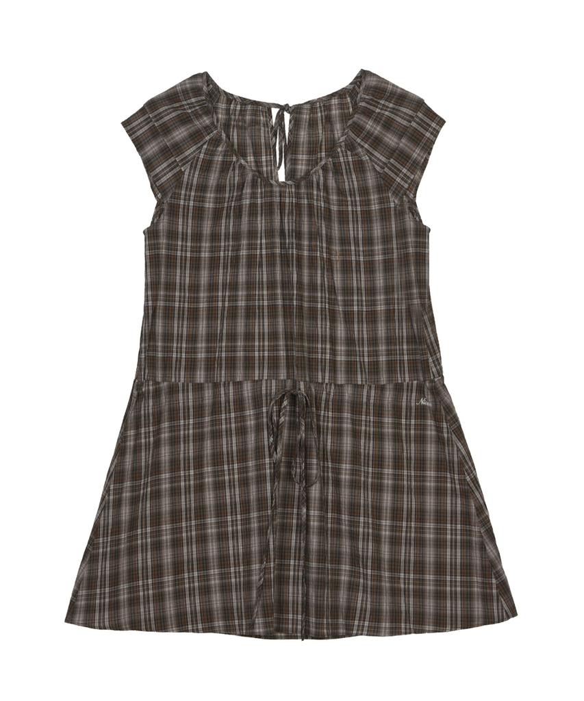 Nigaennikol Vintage Check Mini Dress_Brown