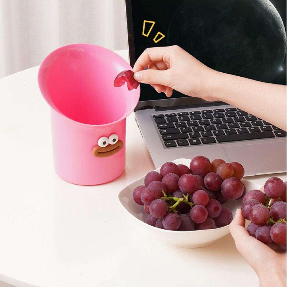 Cute Desktop Trash Can Large Caliber Paper Basket Multifunctional Rubbish Bin  Living Room